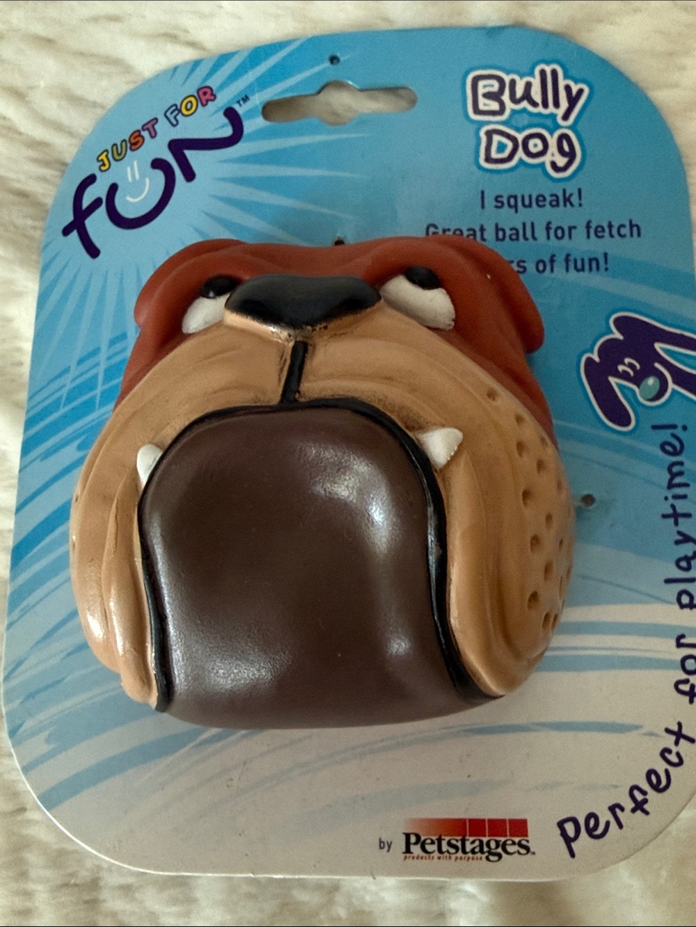 Petstages Bully Dog Squeaky Toy — Brown Tan